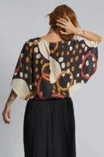 Blusa Cropped Estampada Preta