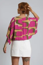 Blusa Cropped Estampada Rosa - Imagem 2