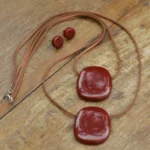 Kit Duplo Resina Colar + Brincos Cereja