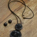 Kit Duplo Resina Colar + Brincos Preto