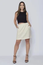 Saia Curta com Linho e Viscose - Imagem 2
